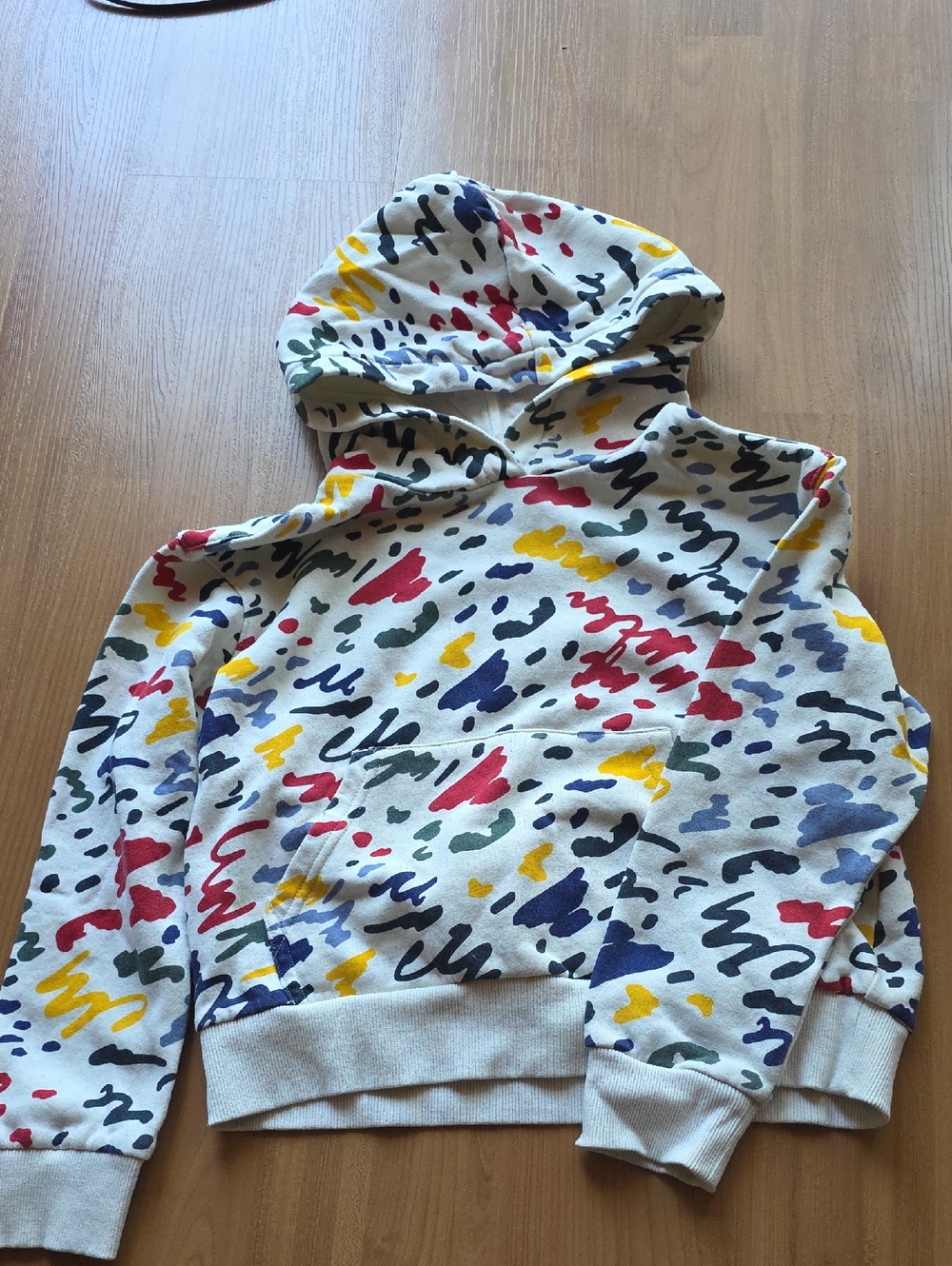 Boys LCKR Brand White Multicolor Scribble Print Fleece Hoodie (Size S)